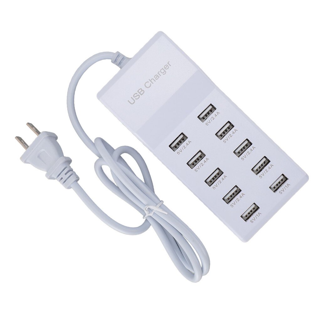 10-porttinen USB-laturikeskitin 50 W:n suuritehoinen moniporttinen monitoiminen turvallinen kannettava USB-latausasema älypuhelimille tableteille hinta ja tiedot | Adapterit | hobbyhall.fi