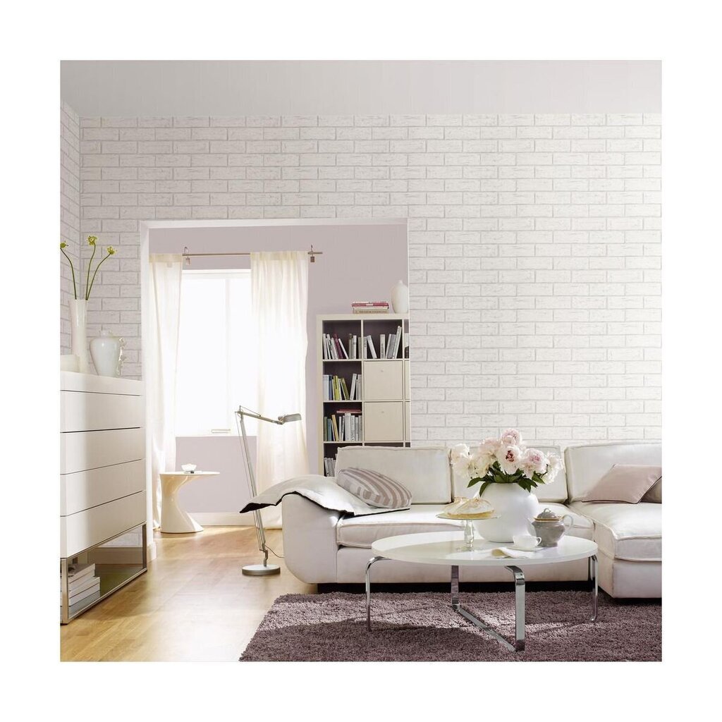 Taustakuva 3D Bricks White 58407 hinta ja tiedot | Tapetit | hobbyhall.fi