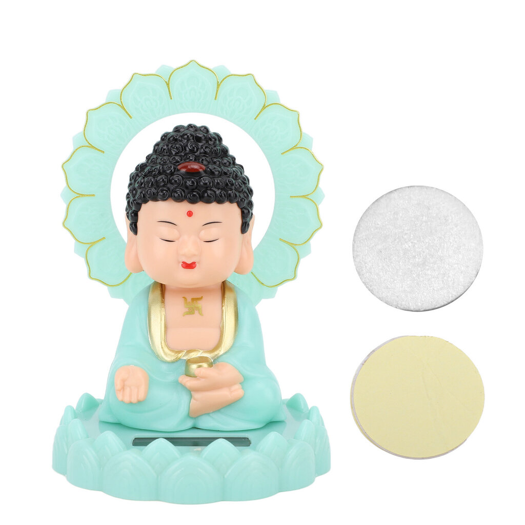 Nyökkäysbuddha-koristeen hehku pimeässä aurinkovoimalla toimiva täristävä pääpiirros Maitreya pyöreällä aromipatsaskoristelulla kojelautaan hinta ja tiedot | Ajovalot | hobbyhall.fi