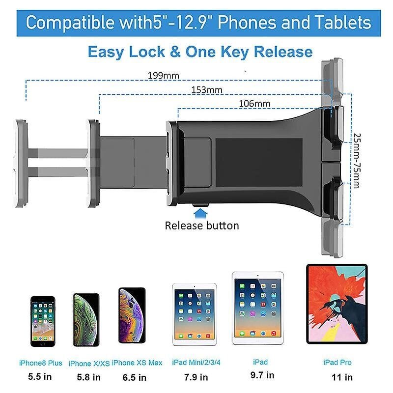 Tablettiteline vahvimmalla suurella imukupilla, yleiskäyttöinen tablettitelineen puhelinteline Iphone Ipad -sarjalle/samsung Galaxy Tabsille hinta ja tiedot | Polkupyörälaukut ja puhelinpidikkeet | hobbyhall.fi