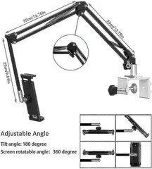 Tablettiteline sänkyyn, säädettävä ja taitettava 360 astetta kääntyvällä iPhonelle, Ipadille, matkapuhelimelle, tabletille, Kindle Firelle tai muille laitteille 1,85"-12,8" hinta ja tiedot | Puhelintelineet | hobbyhall.fi