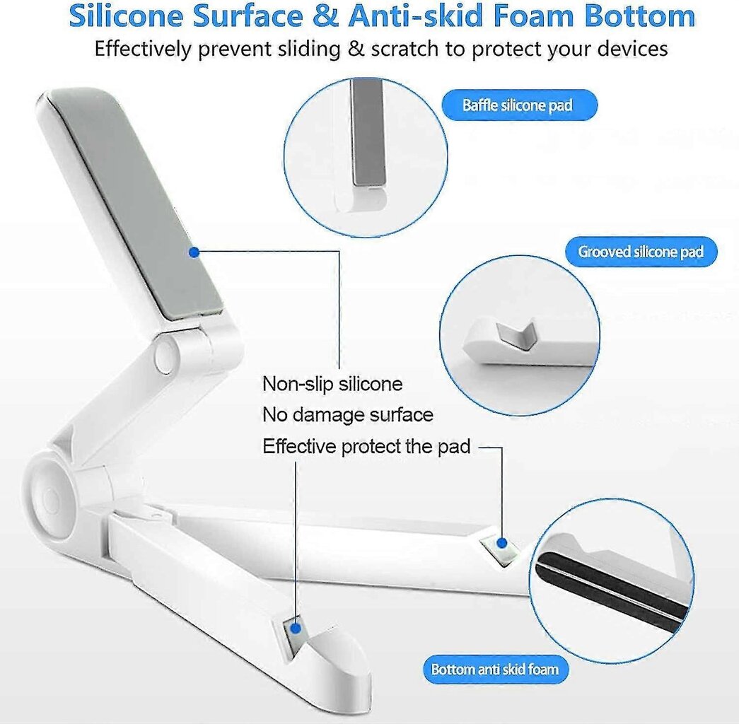 Valkoinen pöytätietokoneteline, säädettävä kannettava tablet-teline Ipadille, Samsung Galaxylle ja Kindle Firelle, pöytäpuhelinteline Iphone 13 12 11 Pro Ma:lle hinta ja tiedot | Polkupyörälaukut ja puhelinpidikkeet | hobbyhall.fi
