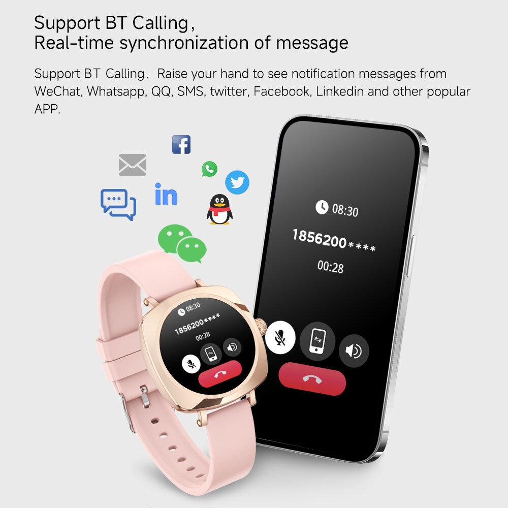 Älykello Naisten Android iPhone Bluetooth-puhelimella 1,19" AMOLED Naisten Smart Watch Sport Fitness Tracker sykemittari Unimittari Diamond hinta ja tiedot | Älykellot | hobbyhall.fi