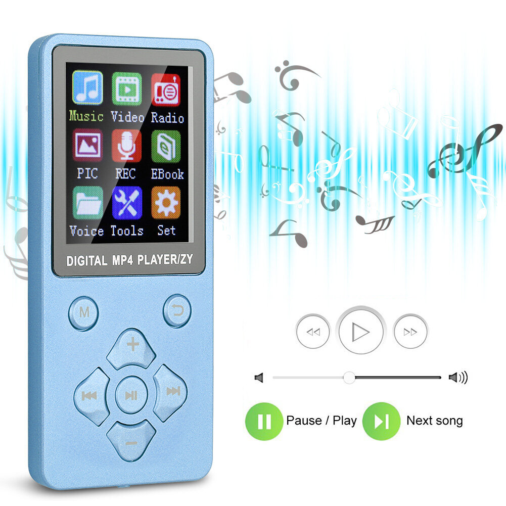 T1 Music MP3 MP4-soitin Bluetooth-tuki 32G Muistikortti Ristimäiset painikkeet Siniset hinta ja tiedot | MP3-soittimet, MP4-soittimet | hobbyhall.fi