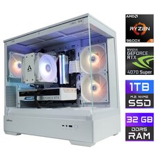 Tietokone MonsterX Ryzen 5 9600X 32GB 1TB NVME RTX4070Super hinta ja tiedot | Pöytätietokoneet | hobbyhall.fi