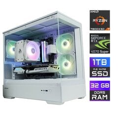 Tietokone MonsterX Ryzen 7 7800X3D 32GB 1TB NVME RTX4070Super hinta ja tiedot | Pöytätietokoneet | hobbyhall.fi