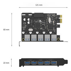 ORICO PVU3-5O2I pöytätietokone 7-porttinen USB3.0 laajennuskortti nopea siirto PCI-E rungon laajennus musta hinta ja tiedot | Puhelimen muistikortit | hobbyhall.fi