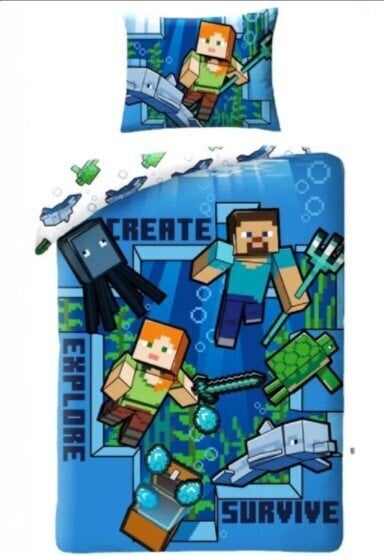 Pussilakanasetti Minecraft, 140x200 + tyynyliina 70 x 90 cm hinta ja tiedot | Vuodevaatteet lapsille | hobbyhall.fi