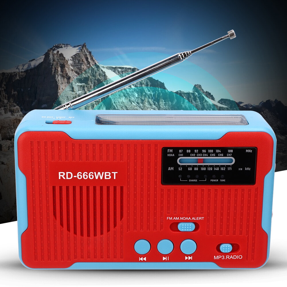 RD-666WBT kannettava aurinkovoimalla toimiva hätäkäsikammen AM FM-radio LED-taskulamolla, punainen hinta ja tiedot | MP3-soittimet, MP4-soittimet | hobbyhall.fi