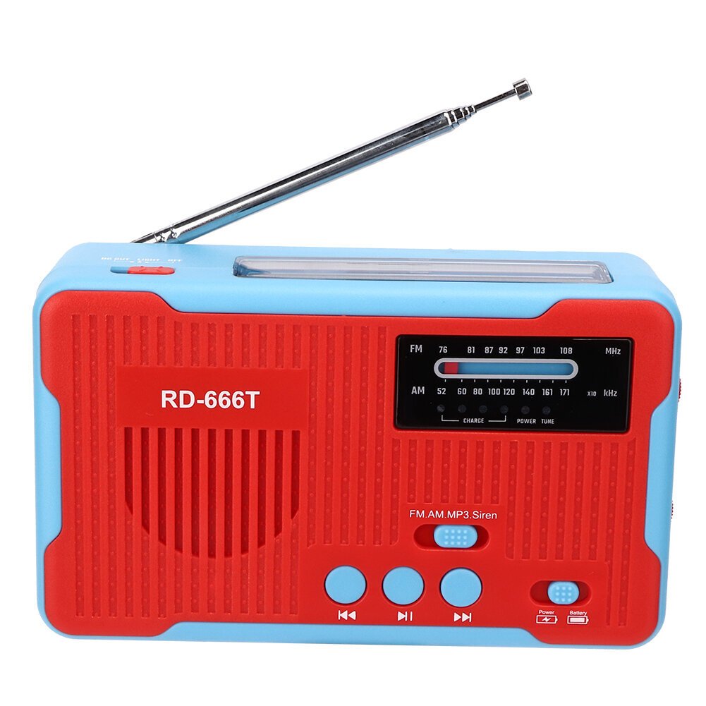 RD-666T kannettava aurinkovoimalla toimiva hätäkäsikammen AM FM-radio LED-taskulamolla, punainen hinta ja tiedot | MP3-soittimet, MP4-soittimet | hobbyhall.fi