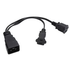 IEC320 C20 Uros - Dual 1-15R naaras Y Virtajohto PVC-kuori 1 in 2 Out IEC320 C20 Virtakaapeli 10A 20A 16A hinta ja tiedot | Adapterit | hobbyhall.fi