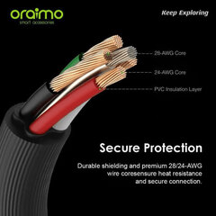 Oraimo OCD-C56 2m Type C datakaapeli USB latauskaapeli 5V 2A Musta hinta ja tiedot | Adapterit | hobbyhall.fi