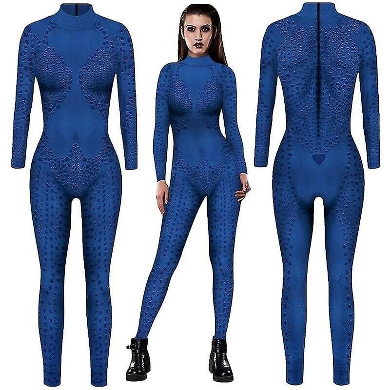 Supersankari Mystique Raven Darkholme Cosplay Seksikäs Jumpsuit puvut Halloween Naisten Fancy Dress-Blue hinta ja tiedot | Naamiaisasut | hobbyhall.fi