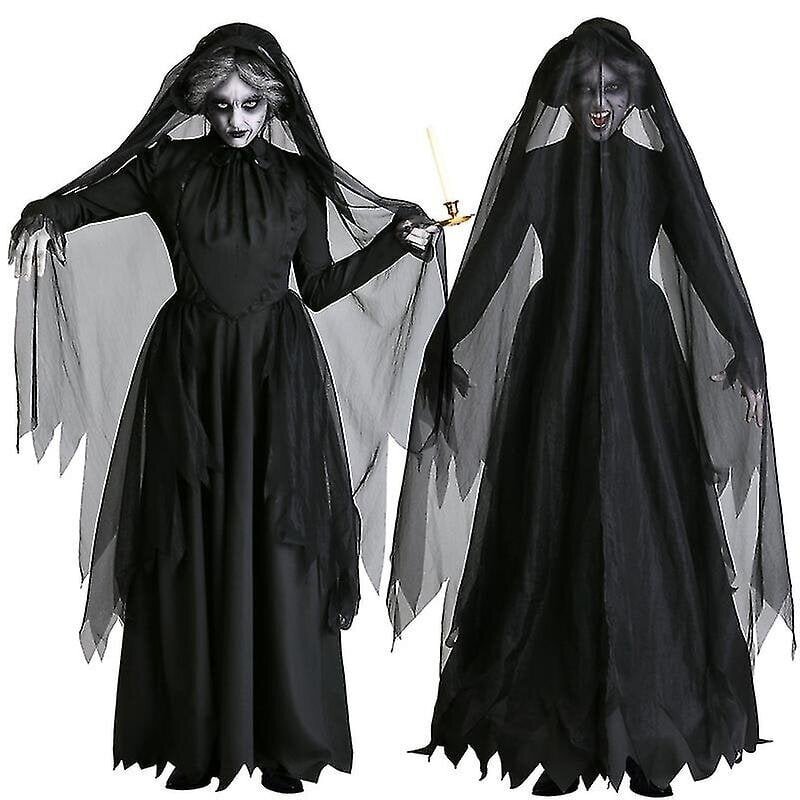 Naisten Halloween Ghost Morsian Cosplay puku pelottava noita vampyyri musta mekko hinta ja tiedot | Naamiaisasut | hobbyhall.fi