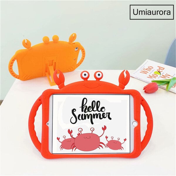 (IPad 7 8. 9. 10.2 Red Crab)Lasten suojakuori iPadille 2 3 4 Pehmeä Silicon Child Lovely Stand tabletin suojus iPadille 6th 9,7 tuumaa 2018 Mini 5 4 3 2 Air 2 7. sukupolvi 10.2 tietokonekuoret ja -kuoret