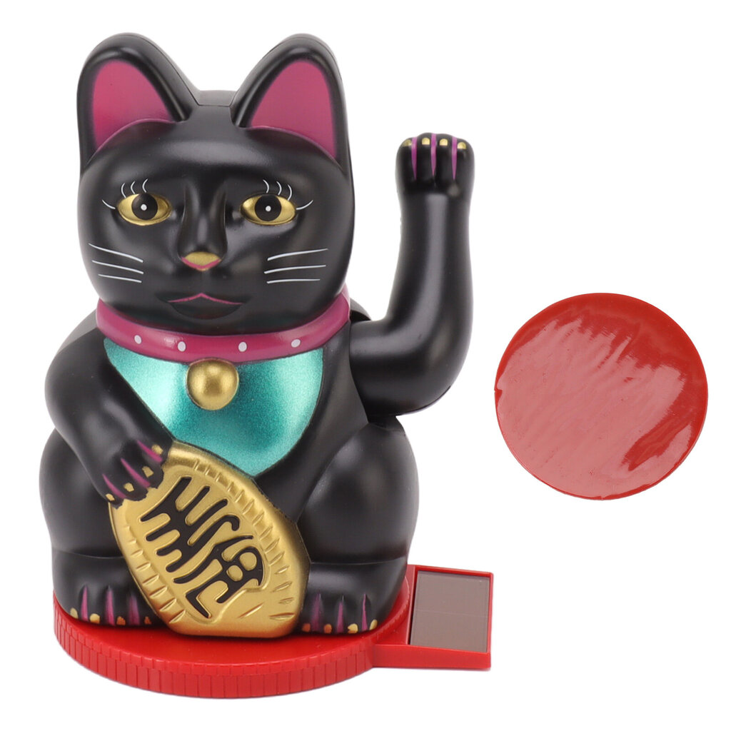 Käden heiluttava Fortune Cat 4 tuuman muovinen aurinkoenergialla toimiva valoinduktio Lucky Cat -koriste pyörivällä alustalla Home Hotel Blackiin hinta ja tiedot | Pöytävalaisimet | hobbyhall.fi