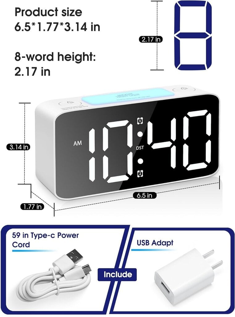Herätyskello kovaäänisellä herätyksellä, valkoinen hinta ja tiedot | Kelloradiot ja herätyskellot | hobbyhall.fi