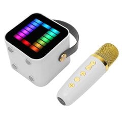 Mini Karaoke Machine Set RGB Pickup Light Digital Processing Chip Handheld Kannettava Bluetooth Kaiutin Mikrofonilla Valkoinen hinta ja tiedot | Stereojärjestelmät | hobbyhall.fi