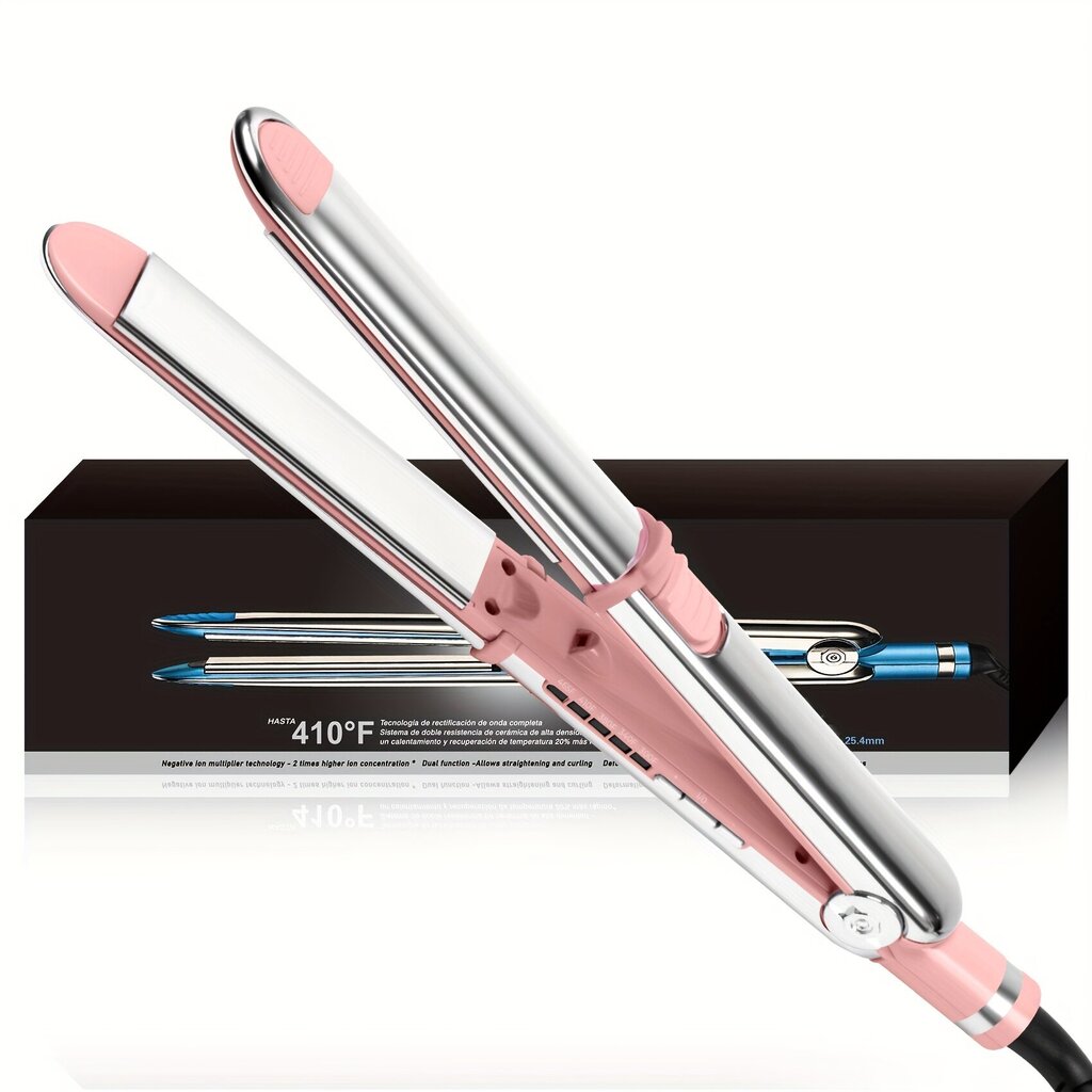 2 in 1 -hiusten suoristus ja kiharrin Professional Titanium Flat Iron Suoristus kaksoisjännitteellä raudanpunainen hinta ja tiedot | Suoristusraudat ja kihartimet | hobbyhall.fi