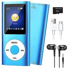 Mp3-soitin Bluetooth 5.0, musiikkisoitin 32 GB Tf-kortilla, FM, kuulokkeet, kannettava Hifi-musiikkisoitin (sininen) hinta ja tiedot | MP3-soittimet, MP4-soittimet | hobbyhall.fi