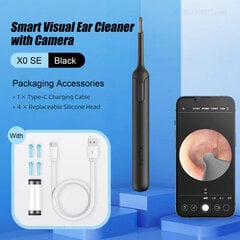 (Black X 0SE)Youpin XLife Smart Visual Ear Cleaner kameralla Korvavahanpoistoaine Ladattava HD Earpick Endoscope Korvavahan puhdistus Care Remover Korvavahanpoistosarjat hinta ja tiedot | Hierontalaitteet | hobbyhall.fi