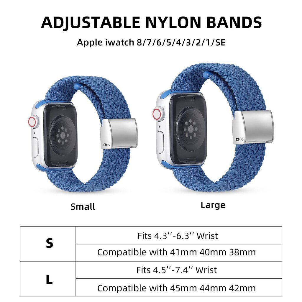 MroTech Turn Stretch Braided IWatch blue hinta ja tiedot | Älykellojen ja aktiivisuusrannekkeiden lisätarvikkeet | hobbyhall.fi