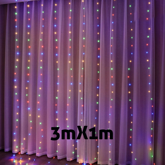 (3mx1m värikäs) 3M joulukoristeen LED-keijunauha verhovalot Garland Festoon joulukoristeita kotiin Uusi vuosi 2023 Joulu 2022 Navidad hinta ja tiedot | Joulukoristeet | hobbyhall.fi