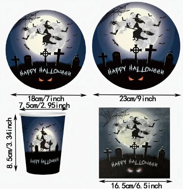 Kertakäyttöastiat, Halloween, 40 kpl hinta ja tiedot | Tarjoiluastiat ja aterimet juhliin | hobbyhall.fi