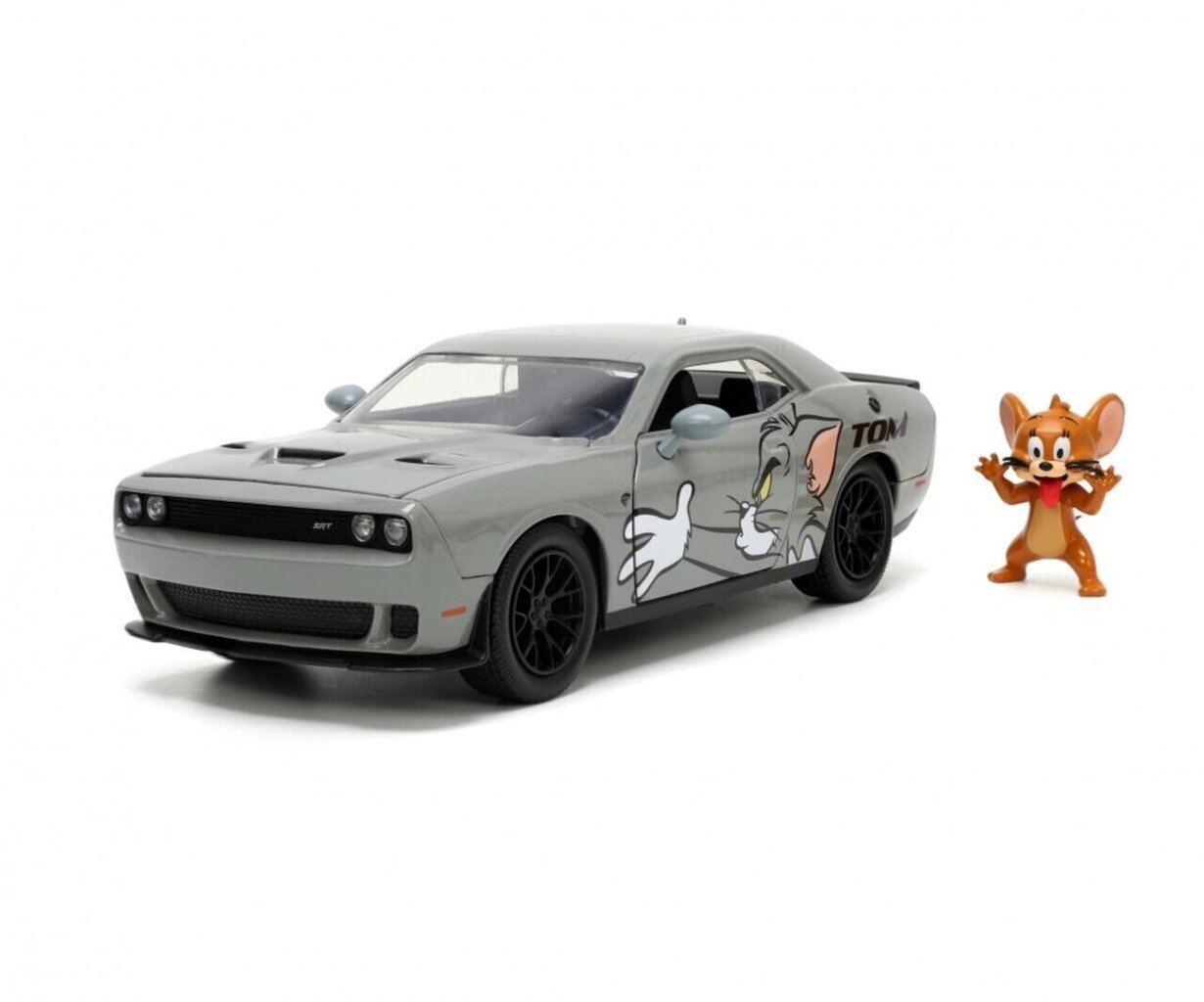 Tom ja Jerry dodge challenger hellcat auton malli, Jerry figuuri 20 cm 1/24 JADA hinta ja tiedot | Poikien lelut | hobbyhall.fi