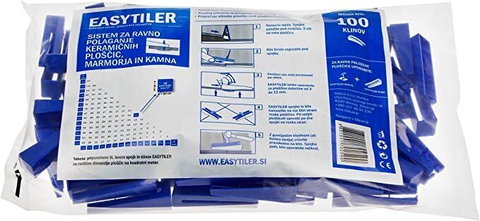 Kiilat Easytiler-laattojen tasoitusjärjestelmään 100kpl.. (199071) hinta ja tiedot | Käsityökalut | hobbyhall.fi