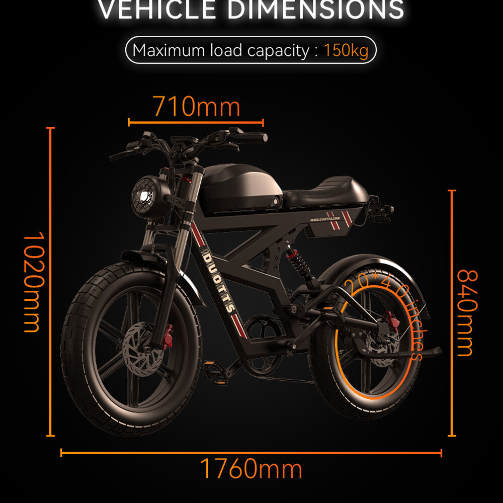 Sähköpyörä Duotts F20, musta hinta ja tiedot | Sähköpyörät | hobbyhall.fi