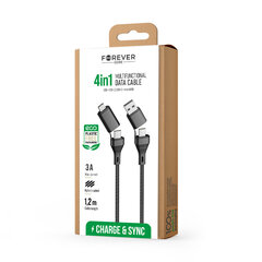 Forever Core 4in1, USB-C/USB-A/Micro USB, 1,2 m hinta ja tiedot | Kaapelit ja adapterit | hobbyhall.fi