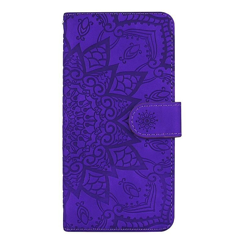 Lompakkokotelo Samsung Galaxy A52/A52S Premium PU-nahkaiselle läppäsuojalle Mandala Purple hinta ja tiedot | Puhelimen kuoret ja kotelot | hobbyhall.fi