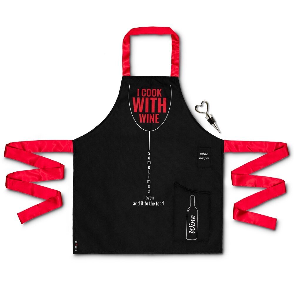 Esiliina I cook with wine hinta ja tiedot | Hauskat esiliinat | hobbyhall.fi