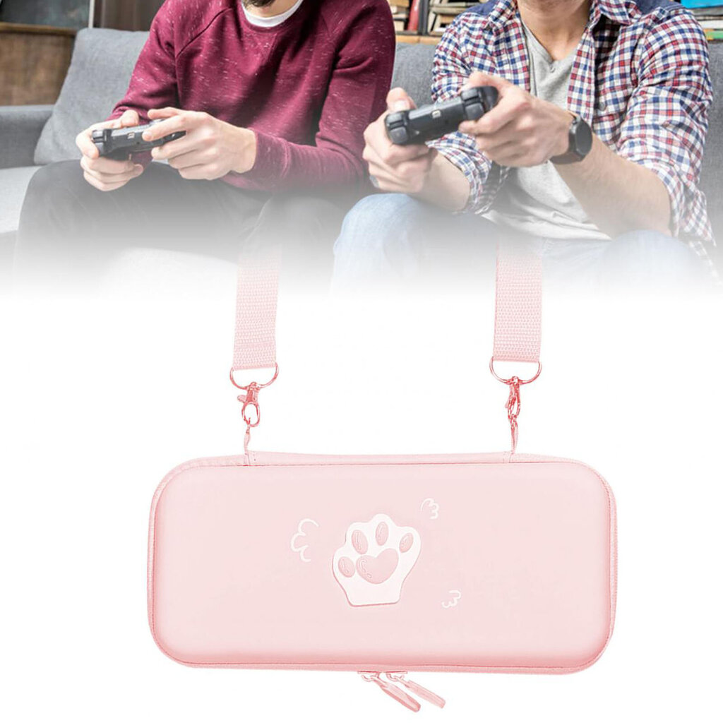 Söpö kissan tassun kantolaukku Switch-iskunkestävälle PU-nahkaiselle kovakuoriselle suojakuorelle Switch-pelikonsolitarvikkeille Roseate hinta ja tiedot | Ohjaimet ja lisätarvikkeet | hobbyhall.fi