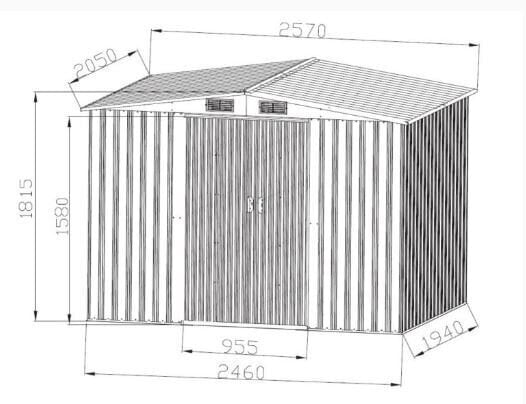 Puutarhavaja 4,8 m², 1940 x 2460 mm hinta ja tiedot | Piharakennukset | hobbyhall.fi