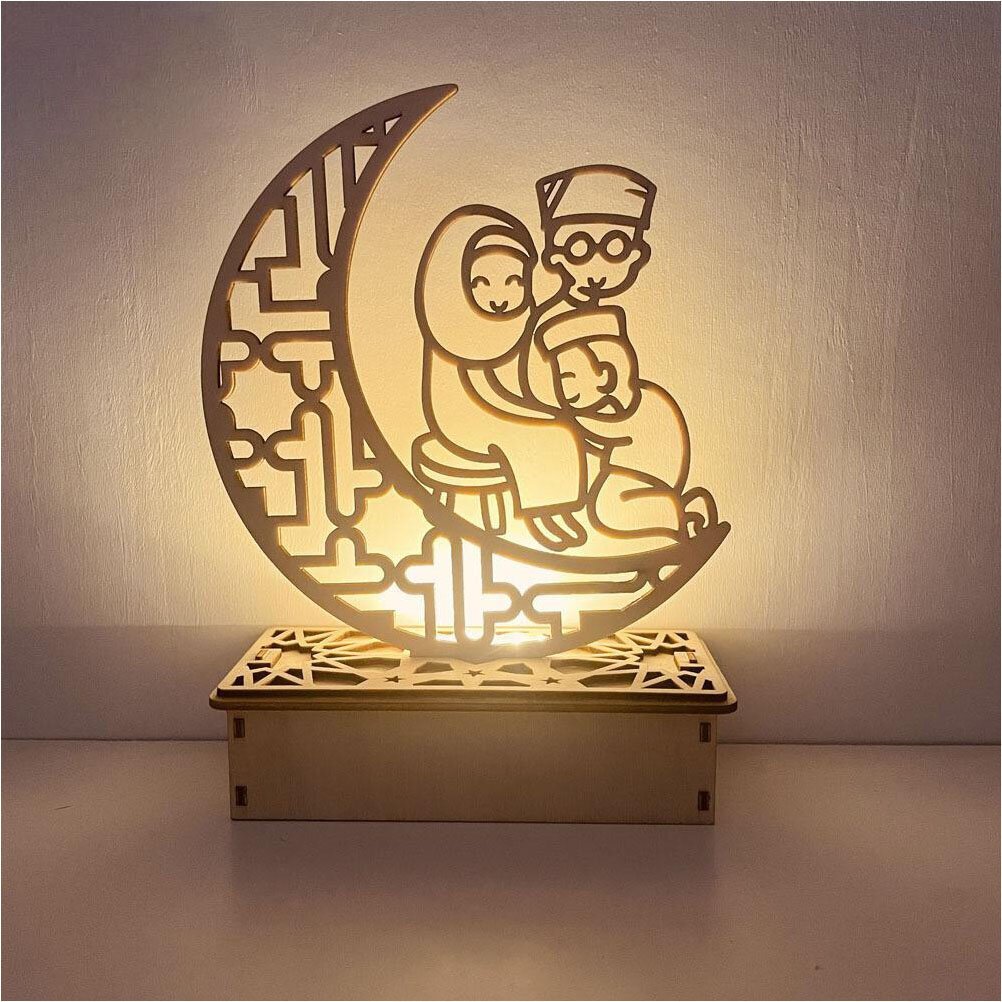 Puinen LED-lamppu Ramadan-sisustus Kannettava Eid Ramadan LED-yövalopöytäkoriste, joka on ihanteellinen Eid Ramadan -koristeluun hinta ja tiedot | Retkilamput | hobbyhall.fi