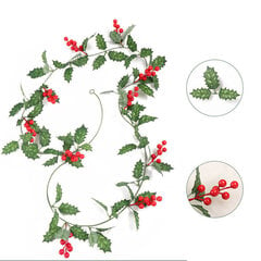 2m Red Berry Christmas Garland, Joustava keinotekoinen marjaseppele sisätilojen ulkotakkasisustukseen, sopii joulukoristukseen hinta ja tiedot | Joulukoristeet | hobbyhall.fi