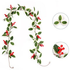 2m Red Berry Christmas Garland, Joustava keinotekoinen marjaseppele sisätilojen ulkotakkasisustukseen, sopii joulukoristukseen hinta ja tiedot | Joulukoristeet | hobbyhall.fi