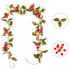 2m Red Berry Christmas Garland, Joustava keinotekoinen marjaseppele sisätilojen ulkotakkasisustukseen, sopii joulukoristukseen hinta ja tiedot | Joulukoristeet | hobbyhall.fi