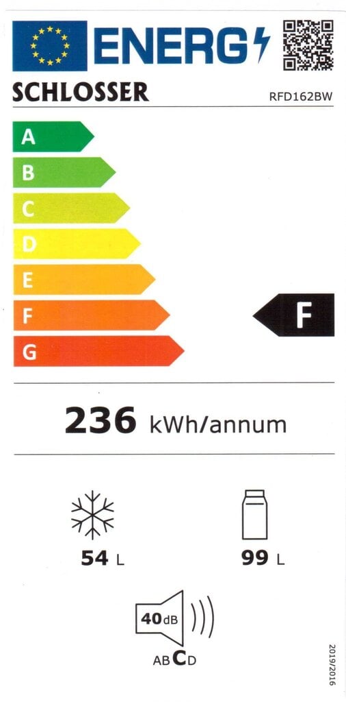 Schlosser RFD162BW hinta ja tiedot | Jääkaapit | hobbyhall.fi