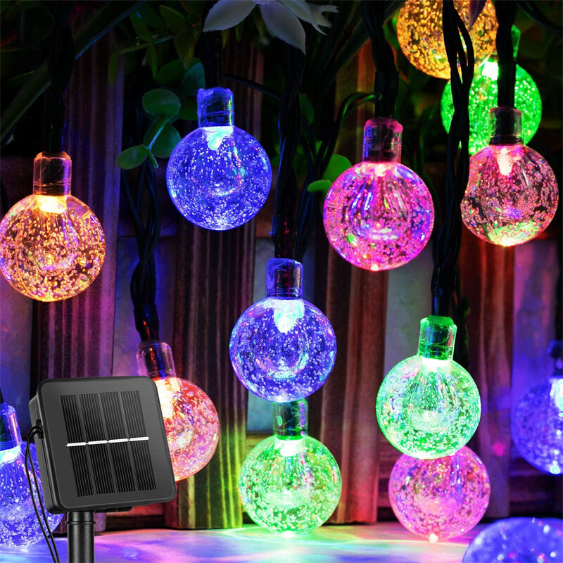 (5M 20LEDSMulticolor)Solar String Lights Outdoor 100 Led Crystal Globe Lights Vedenpitävä Solar Festoon Fairy Light puutarhan joulujuhlien sisustukseen hinta ja tiedot | Jouluvalot | hobbyhall.fi