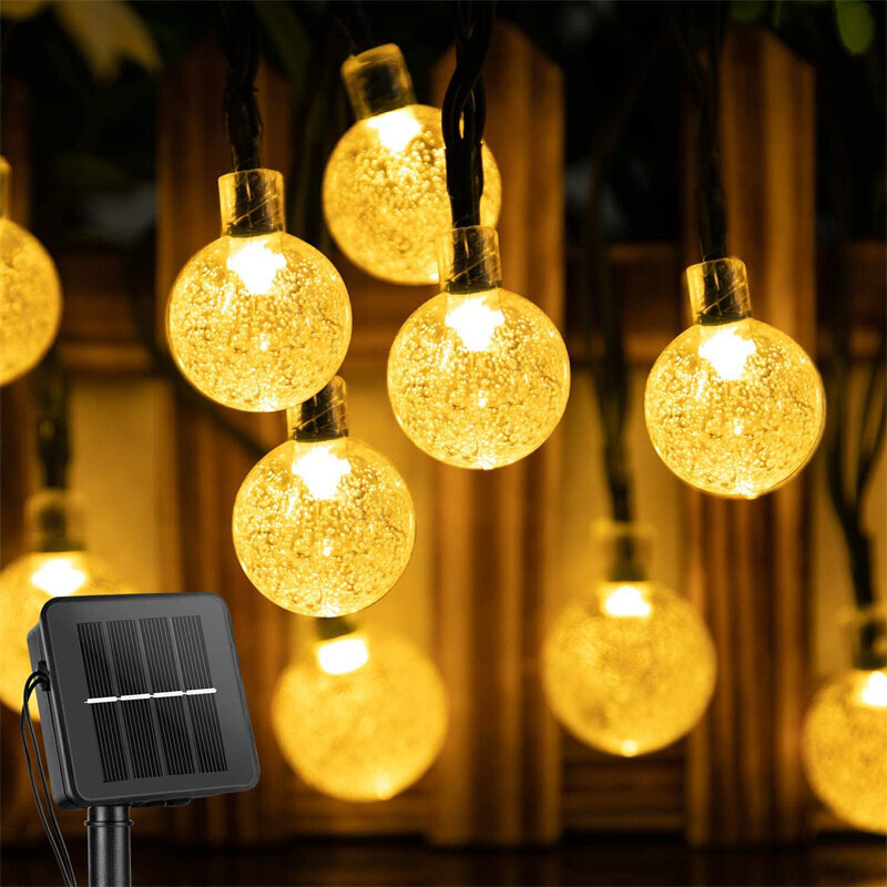 (11M 60LEDSLämmin valkoinen)Solar String Lights Outdoor 100 Led Crystal Globe Lights Vedenpitävä Solar Festoon Fairy Light puutarhan joulujuhlien sisustukseen hinta ja tiedot | Jouluvalot | hobbyhall.fi