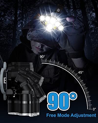 Ladattava otsalamppu, 8 LED 18000 High Lumen kirkas otsalamppu punaisella valolla, IPX4 vedenpitävä USB-ajovalo, otsalamppu, 8 tilaa ulkona juoksu metsästys retkeilyvarusteet hinta ja tiedot | Retkilamput | hobbyhall.fi