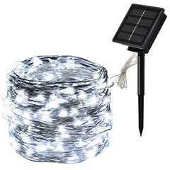 (12M 100LED1KPL valkoinen)Solar String Fairy LED-valot 200m Jouluvalot Vedenpitävä Outdoor Garland Solar Power Lamppu Joulu puutarhan koristeluun. hinta ja tiedot | Jouluvalot | hobbyhall.fi