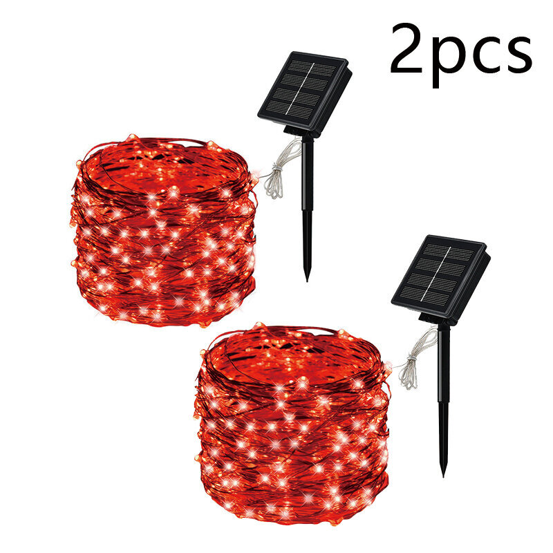 (42M 400LED2PCS Red)Solar String Fairy LED-valot 200m jouluvalot vedenpitävä Outdoor Garland Solar Power lamppu Joulu puutarhan koristeluun. hinta ja tiedot | Jouluvalot | hobbyhall.fi