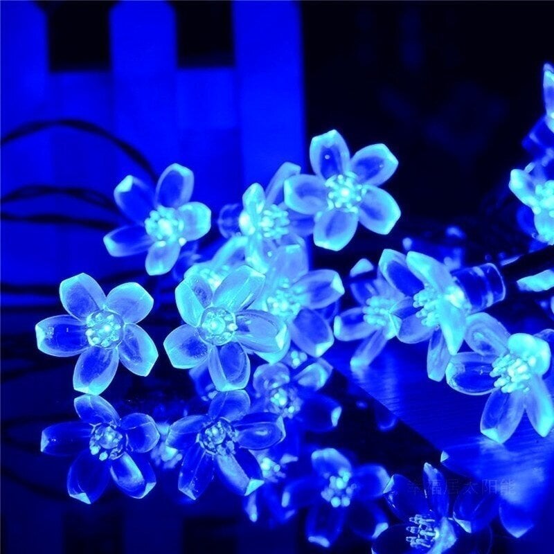 (7m 50LEDSBlue)Kirsikankukka kukka Garland String Lights Aurinkoparisto Virta Puutarhalamppu 50LED Keijuvalot Häät Joulun Ulkoilukoristeet hinta ja tiedot | Jouluvalot | hobbyhall.fi