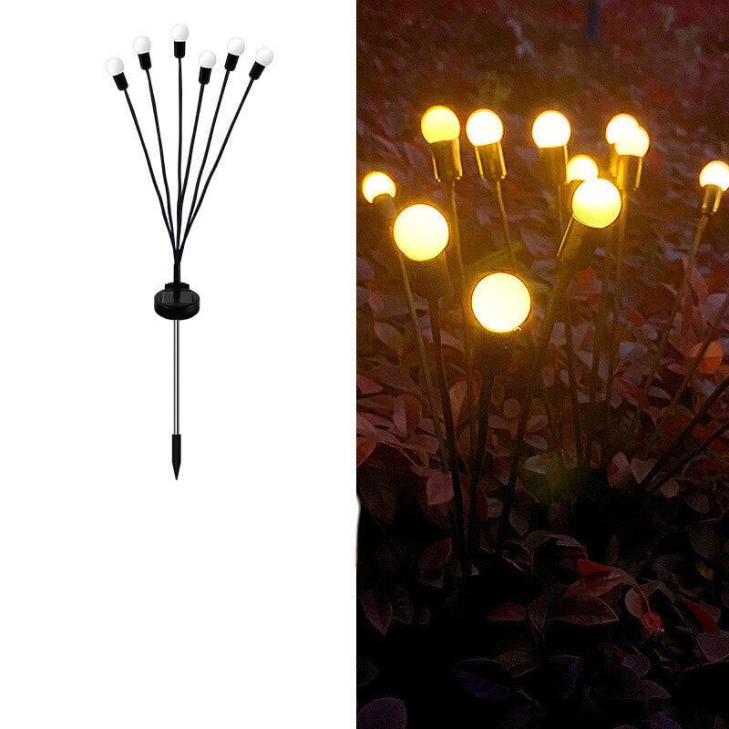 (6 päätä lämmin) Aurinkolamppu ulkopuutarhasisustus Firefly Lights Outdoor aurinkolamppu vedenpitävä nurmikon lampun sisustus aurinkolamput ulkopuutarhavalot hinta ja tiedot | Jouluvalot | hobbyhall.fi