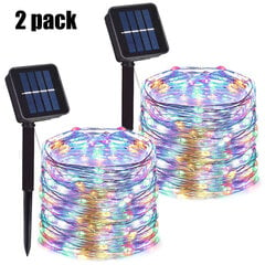 (12M 100LEDMulticolor 2PC)7m Solar Led Light Outdoor Festoon Led Lamppu Solar Garden Outdoor Fairy Garland String Joulukoristeet 4321pakkaus hinta ja tiedot | Jouluvalot | hobbyhall.fi