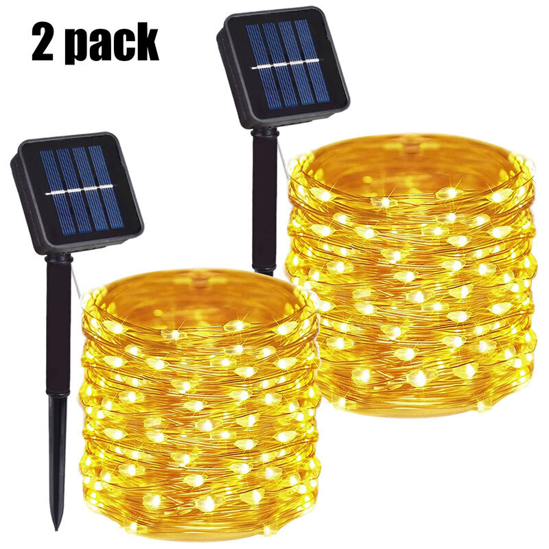 (22M 200LEDLämmin 2kpl)7m Solar Led Light Outdoor Festoon Led Lamppu Solar Garden Outdoor Fairy Garland String Joulukoristeet 4321pakkaus hinta ja tiedot | Jouluvalot | hobbyhall.fi